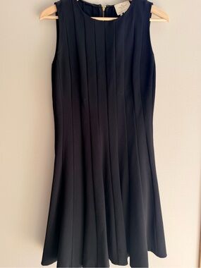 Kate Spade Black Sleeveless Pleated Midi Dress, Fit & Flare